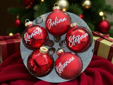 Preview: Weihnachtskugeln personalisiert - Christbaumkugeln - Baumkugeln mit Namen - Weihnachtsschmuck